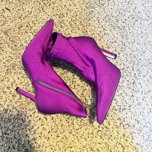 Good American Purple Sock Boots Stiletto Heel Pointed Toe Ankle Booties 7.5‎ - Picture 2 of 7